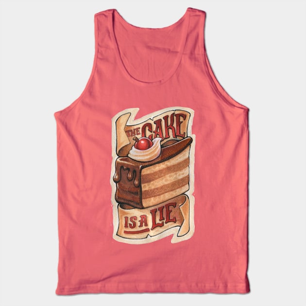 The cake is a lie - PORTAL Tank Top by Kosta Atanasov